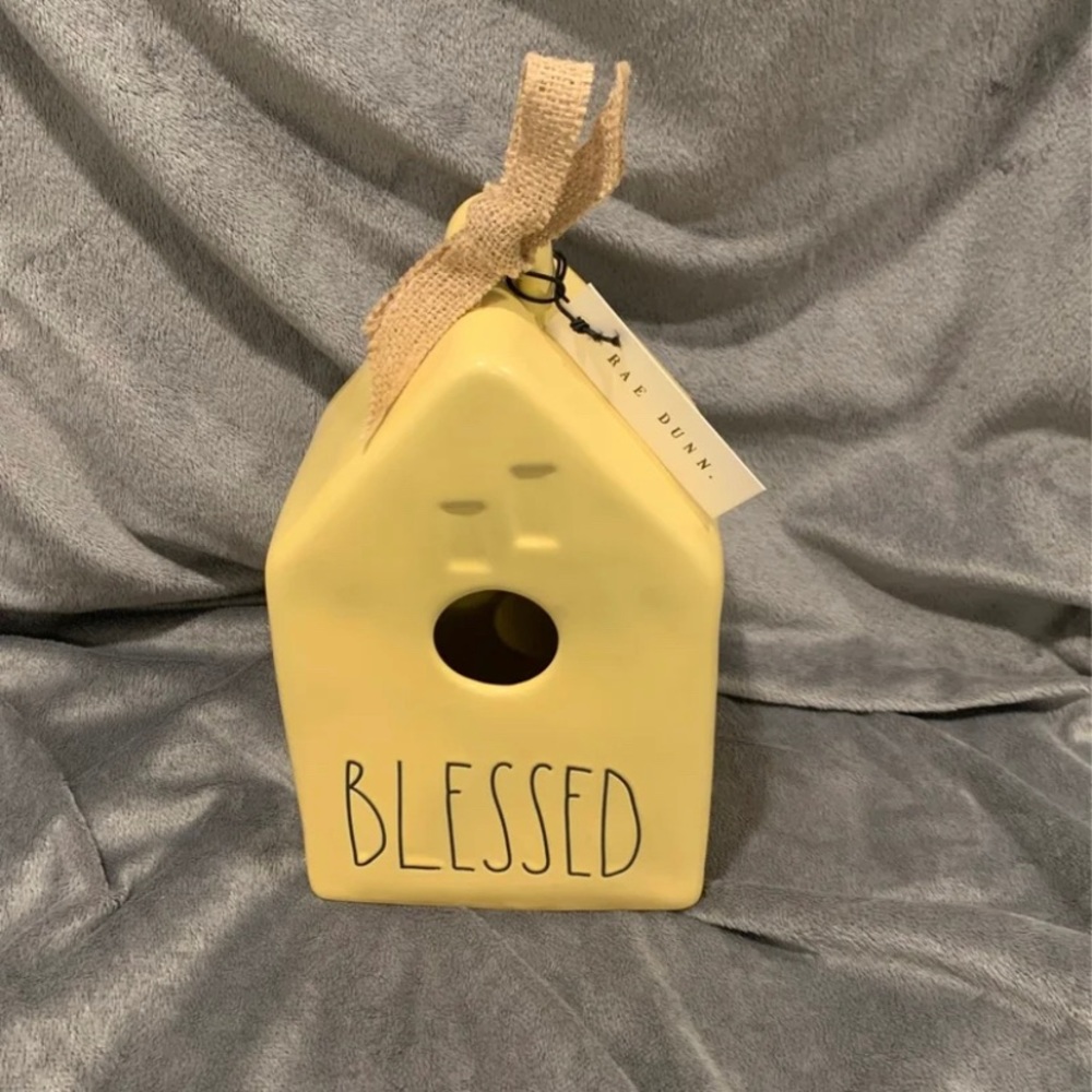 Rae Dunn yellow blessed birdhouse